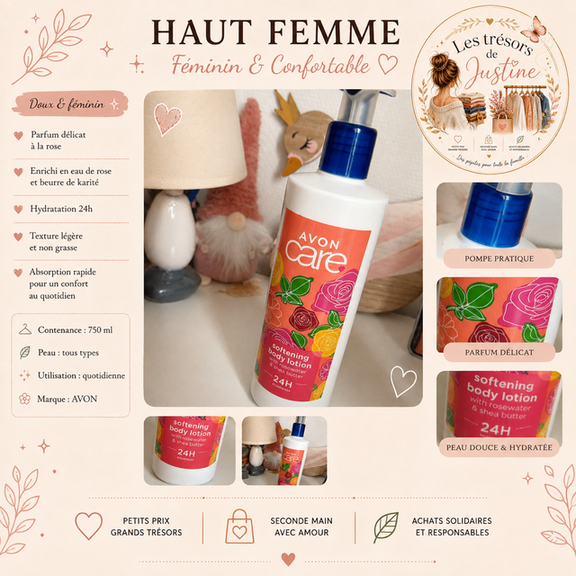 la lotion pour le corps AVON Care Softening Body Lotion – Rosewater & Shea Butter 🌹💗
