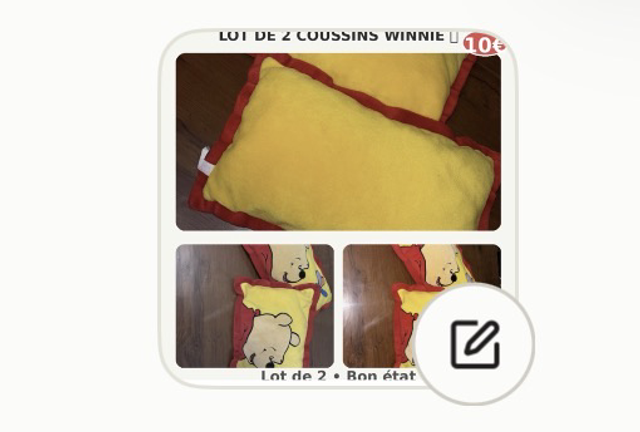 🧸 Lot de 2 coussins Winnie l’Ourson 💛❤️