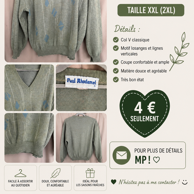 Pull col V chaud