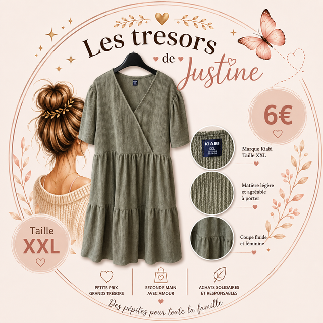 Robe longue kaki