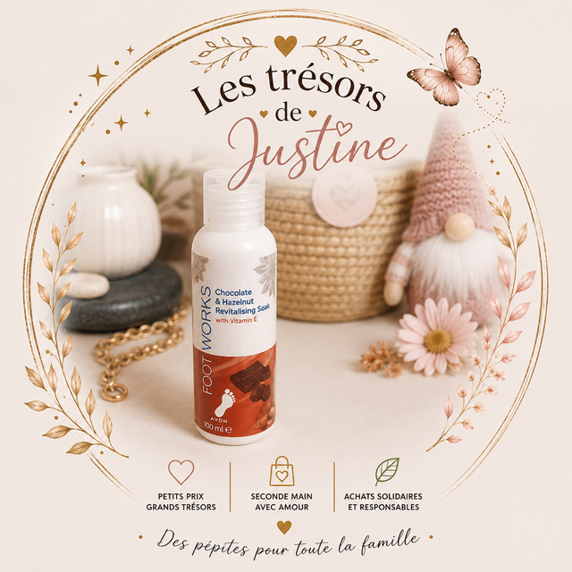 🦶 AVON Foot Works – Bain revitalisant pour les pieds Chocolat & Noisette – 100 ml