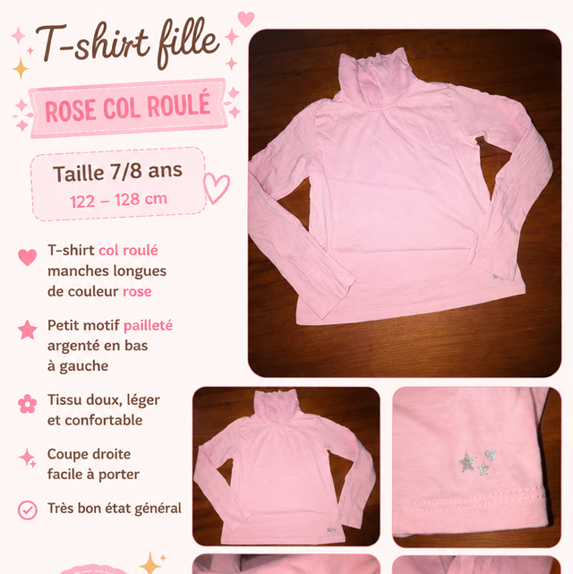 Pull colle roulé rose