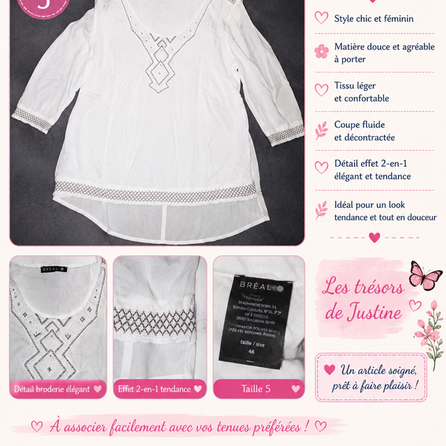 Haut blanc léger avec motif élégant