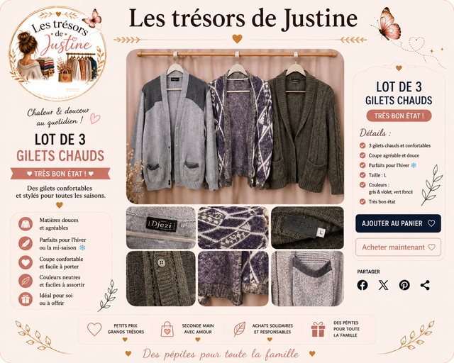 Lot de 3 gilets chaud