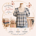 Blouse / tunique F.D. Joseph à carreaux bleu et blanc 🩵🤍