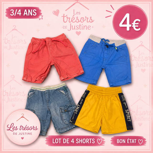 Lot de 4 Short 3/4 ans