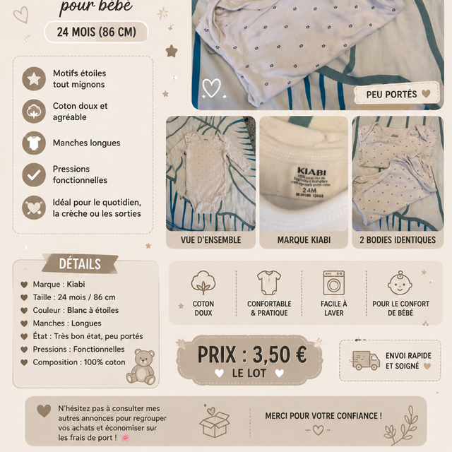 Lot 2 Body identique unisexe