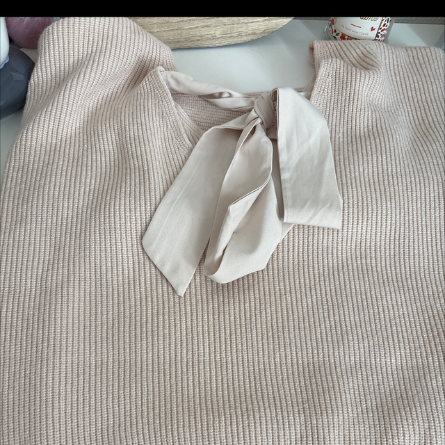 🤍 Pull oversize beige en maille côtelée – Femme