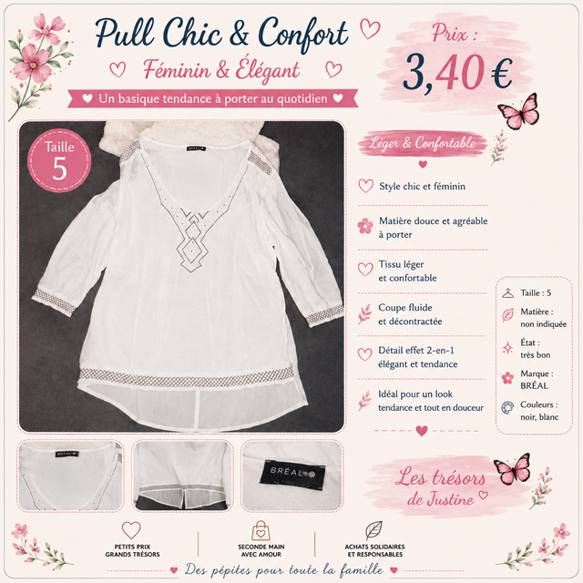 Haut blanc léger avec motif élégant