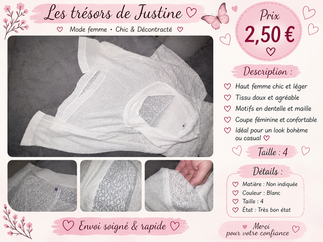 Haut léger transparent blanc