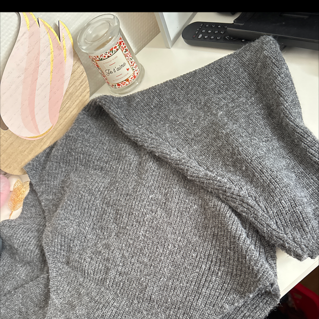 🩶 Pull gris en maille avant croiser  – Femme
