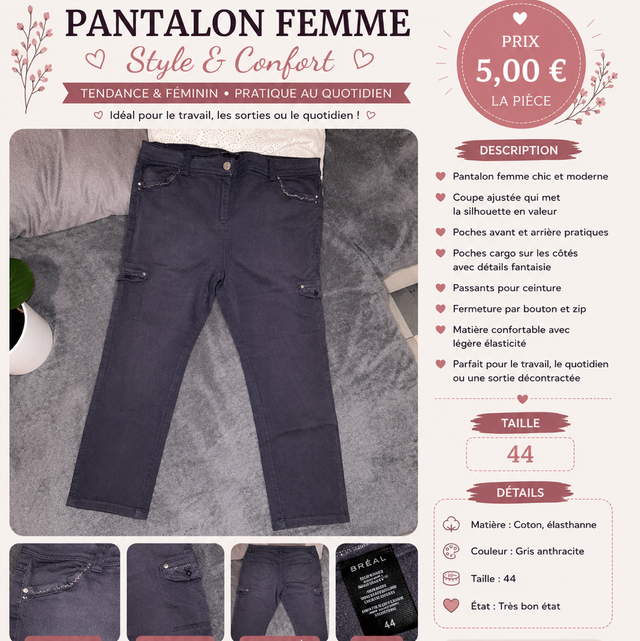Pantalon stylé & confort gris foncer