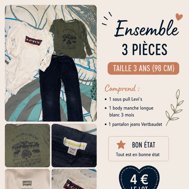 Lots 3 vêtements garçon