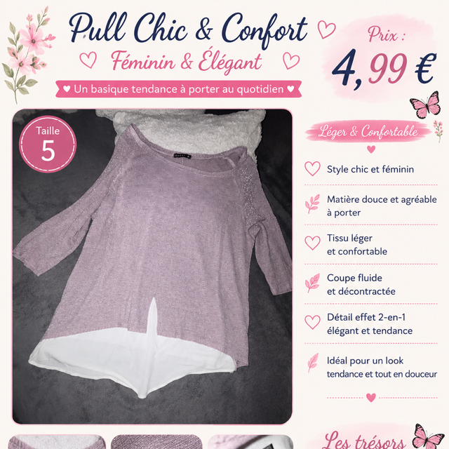 Pull violet pastel léger