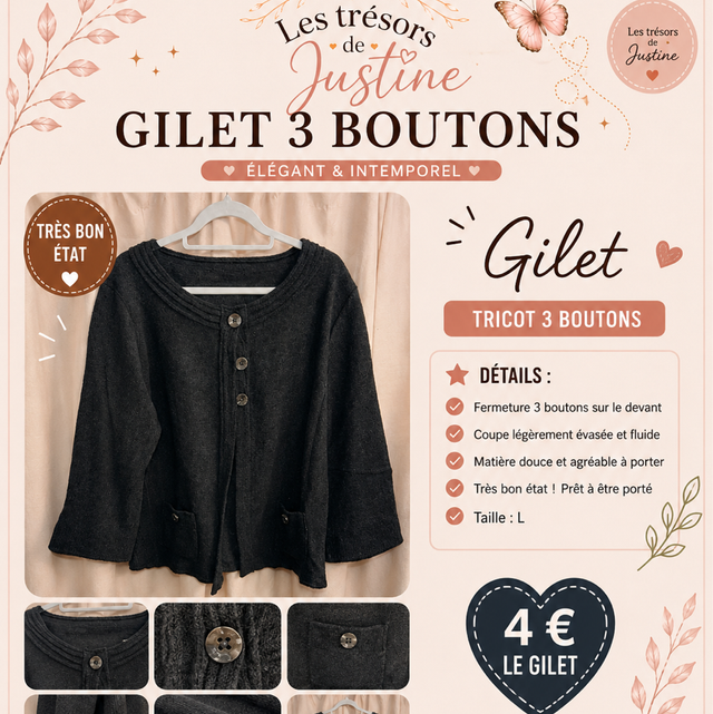 gilet 3 boutons