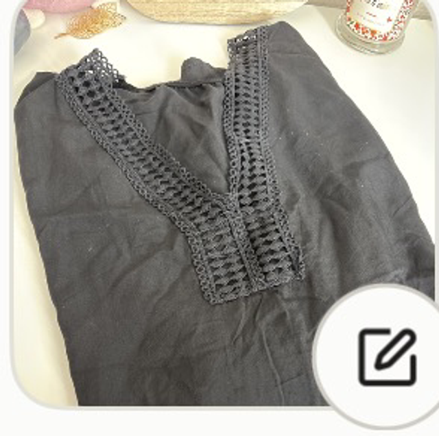 🖤 Blouse / top noir avec dentelle XL – Femme