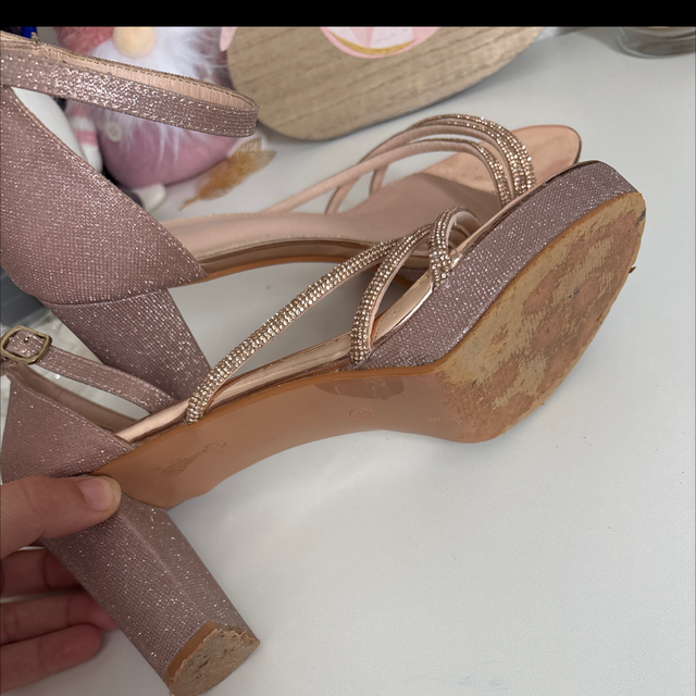 👡 Sandales à talons CHC-Shoes – Rose poudré / doré