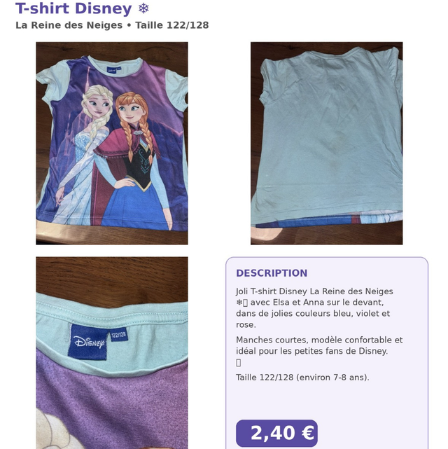 T-shirt Disney reine des neiges