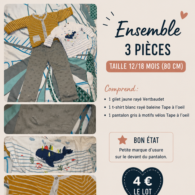 Lots de 3 vêtements