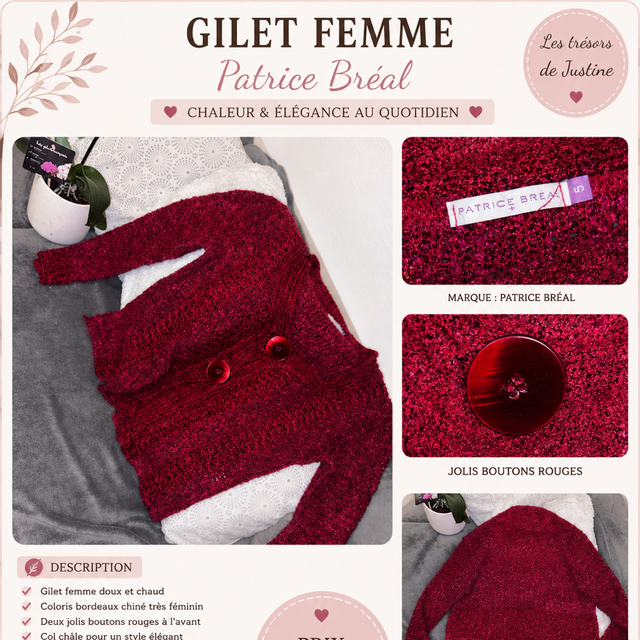 Gilet Patrice breal bordeaux