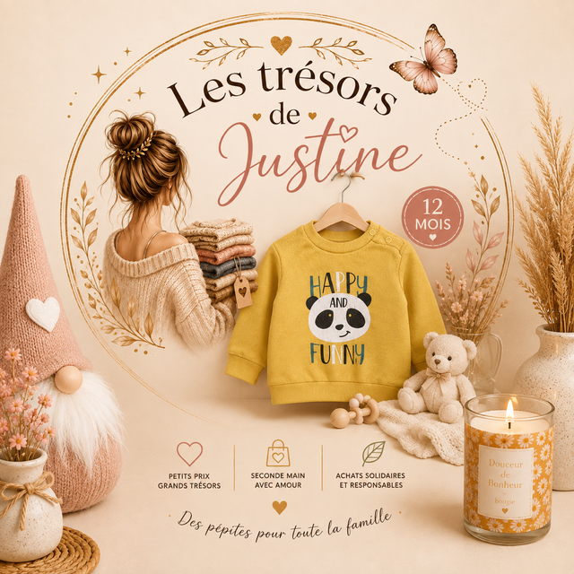 💛🐼 Petit sweat bébé – 3 mois 🐼💛