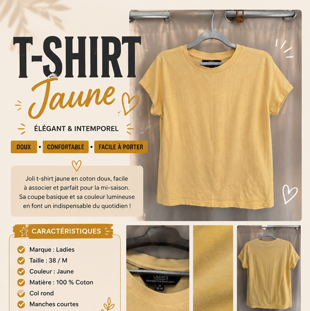 T-shirt jaune unis