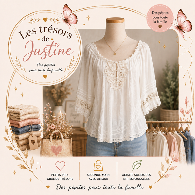 Blouse blanche bohème Patrice Bréal – dentelle