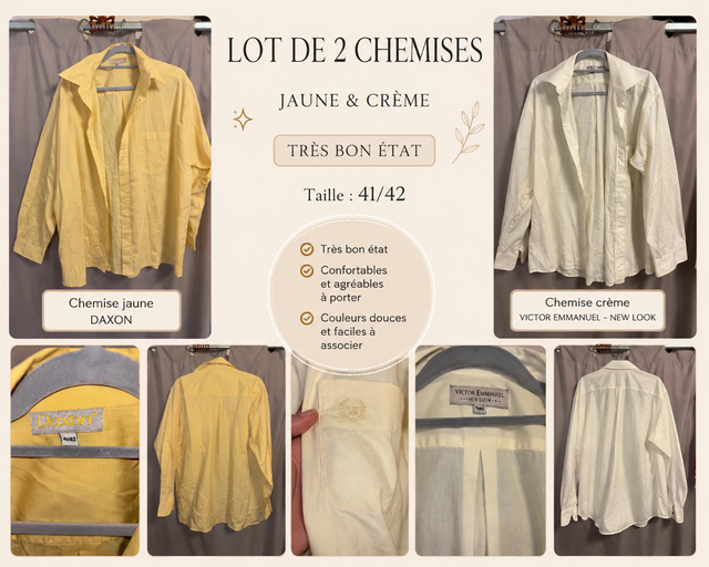 Lot 2 chemises homme