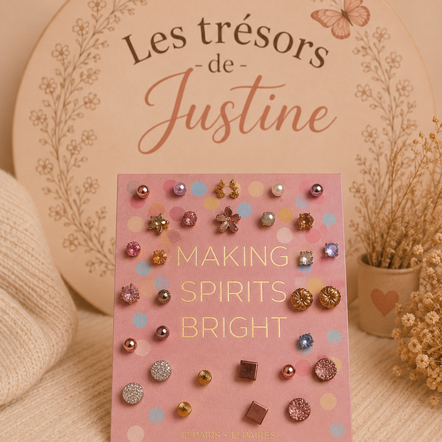 ✨ Coffret de 12 paires de boucles d’oreilles fantaisie