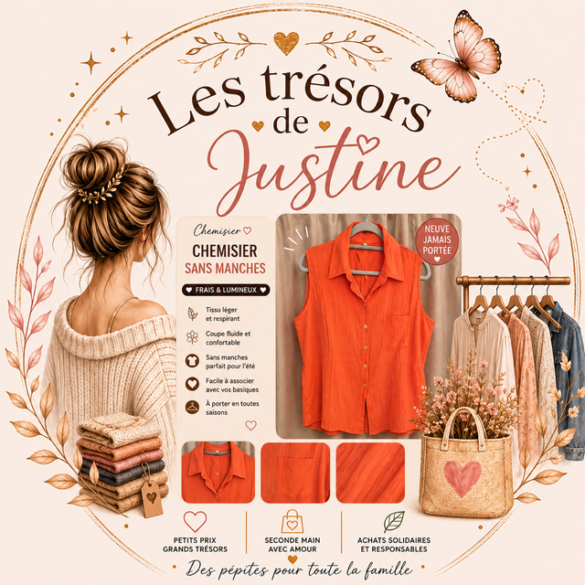 Chemisier orange corail grande taille – Taille 50/52