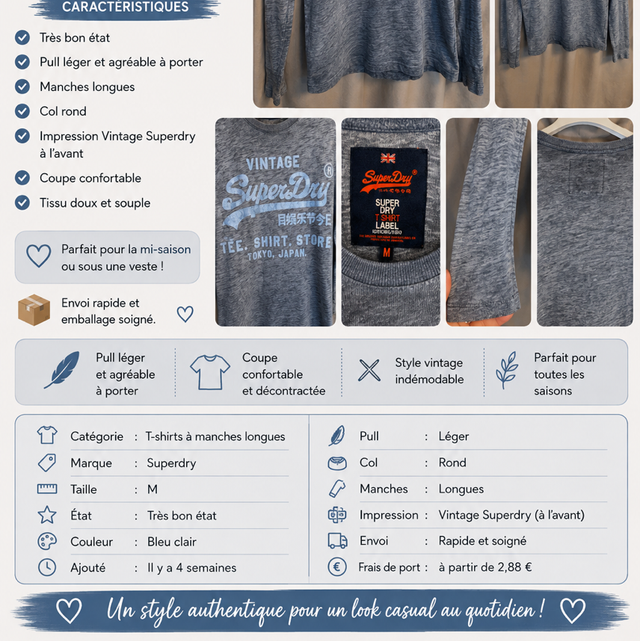 Superdry manche longue