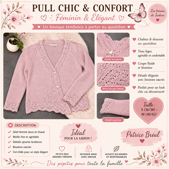 Gilet rose pastel