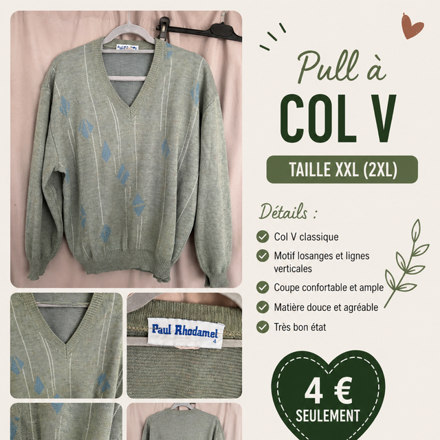 Pull col V chaud