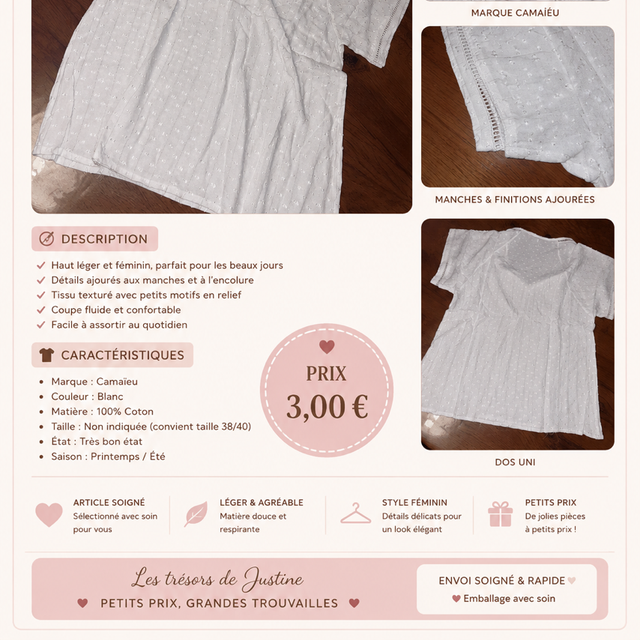 Haut blanc texturé