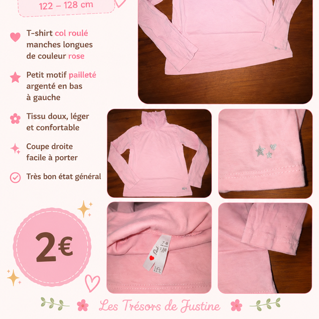 Pull colle roulé rose