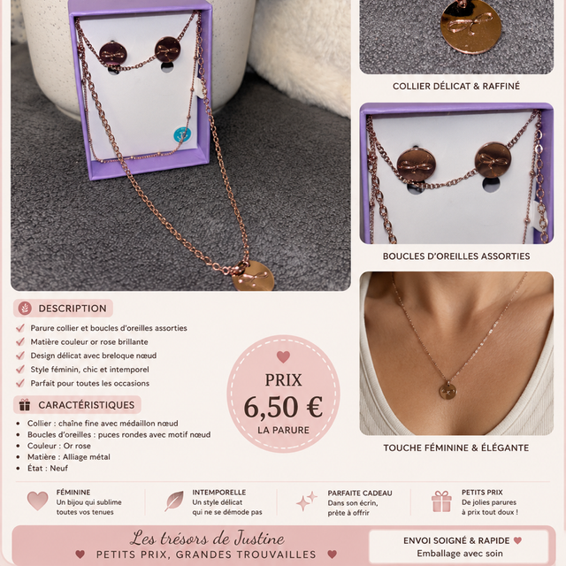 Parure collier boucles d’oreilles