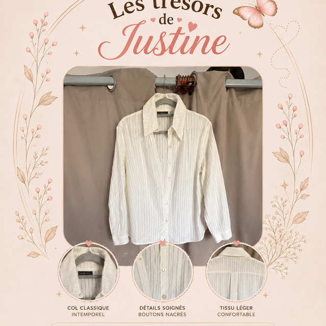 👔 Chemise blanche rayée Fashion Plus – Taille 50