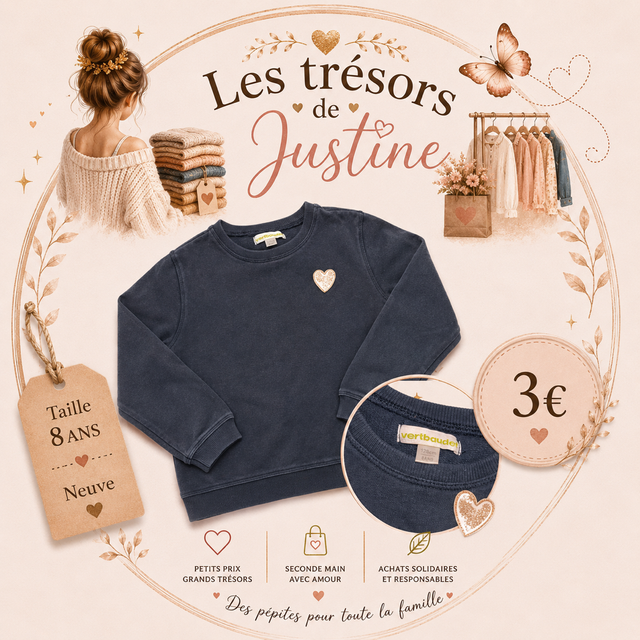 Pull détail cœur verbaudet 8ans