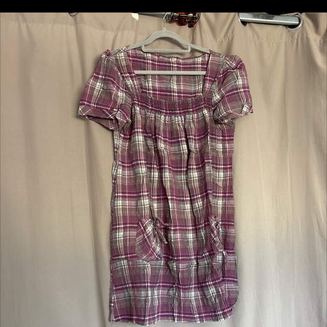 Robe tunique à carreaux – Violet / gris 🤍💜