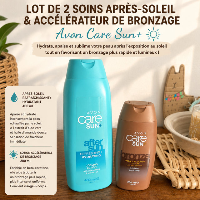 Lot de 2 soins . Après soleil et accélérateur de bronzage