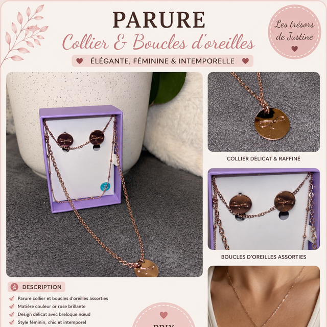 Parure collier boucles d’oreilles