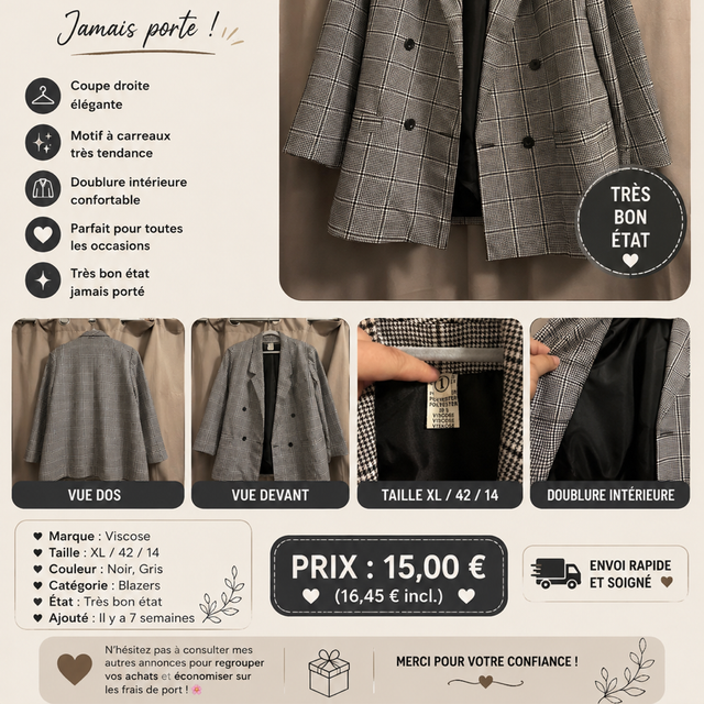 Blazer à carreaux