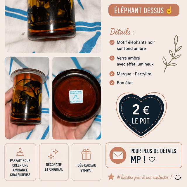 Pot à bougie éléphant