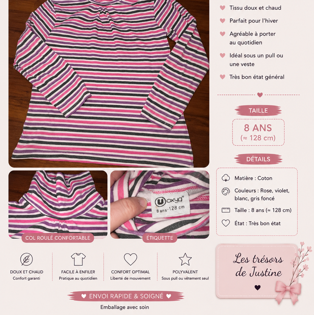 Pull rayure rose & violet