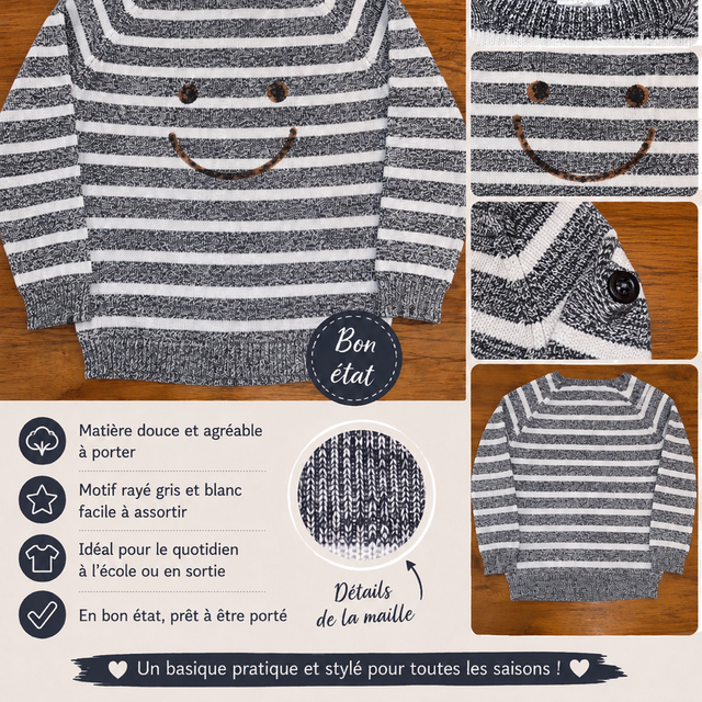 Pull rayure sourire