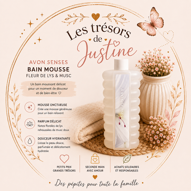 AVON Senses White Lily Bubble Bath – White Lily & Musk Scent 🤍🌸