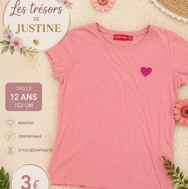 T-shirt rose  12 ans .